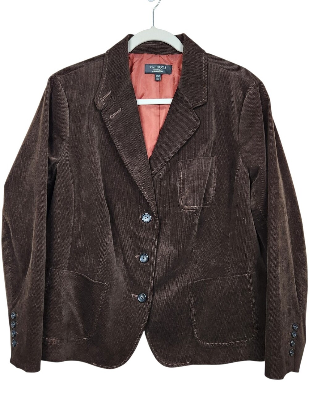 Talbots Dark Chocolate Brown Corduroy Blazer Jacket Petite Cord Womens Size 18WP